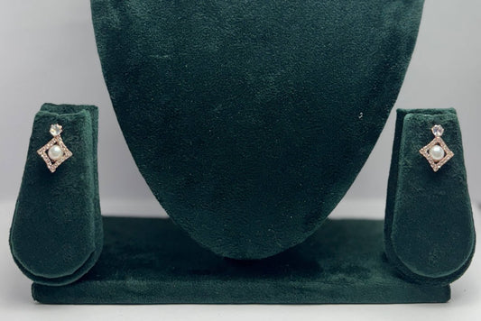 Gold Plated Elegant Pearl Diamond Stud Earrings | CZ Stones, Party & Ethnic Wear | Aureyaaffordable jewelry online