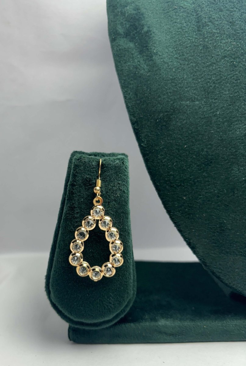 Gold-Tone Teardrop Crystal Dangler Earrings – Party Wear for Women | Aureyabezel set crystalscrystal dangler earrings