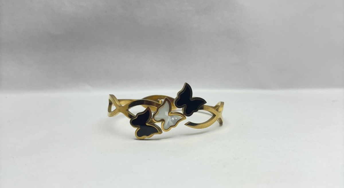Premium Black & White Butterfly Bangle Set – Fashion Bracelet Gifts for Heraffordable jewelryanniversary giftbirthday gift