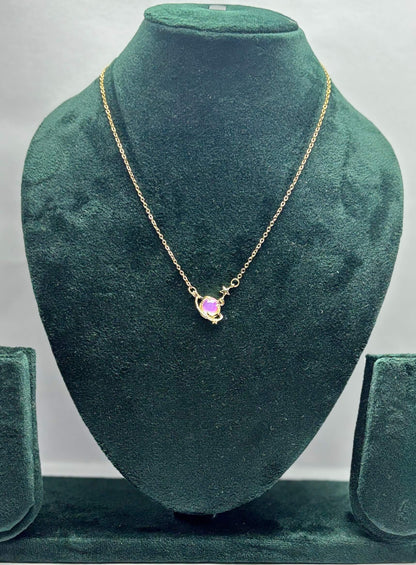 Gold plated neckpiece with a multicolor gemstone