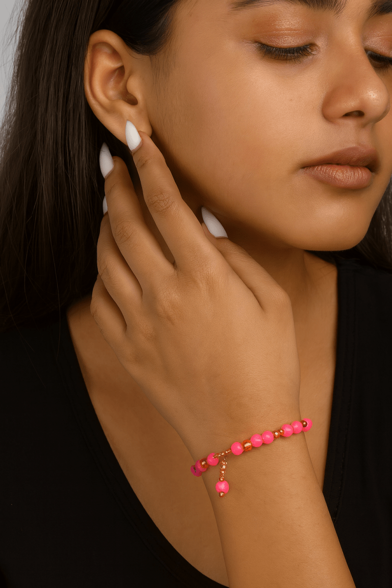 Colorful Beaded Bracelet – Stretch Bracelets, Stackable Gift. | AureyaPinkbeaded braceletboho braceletcolorful bracelet