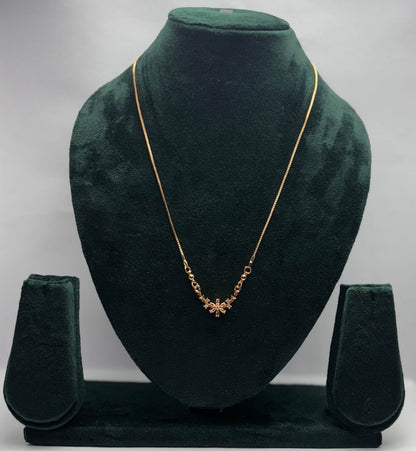 Elegant Gold-Tone Floral Pendant Necklace | Party Wear & Ethnic Jewelry | AureyaAUREYA FASHIONClearadjustable chain necklace