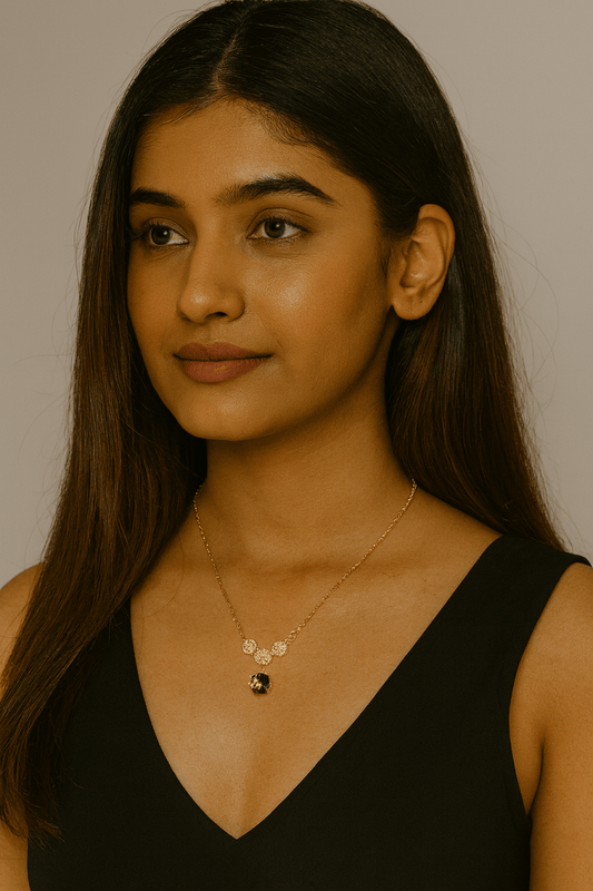 AUREYA Elegant Sparkle Pendant Necklace with Dangling Round Crystal for Party & Daily WearBlackanniversary gift