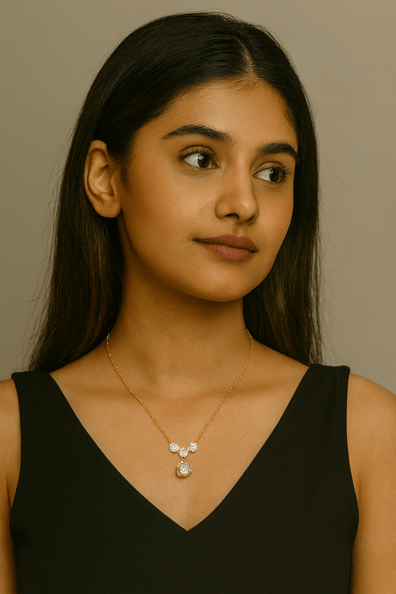 AUREYA Elegant Sparkle Pendant Necklace with Dangling Round Crystal for Party & Daily WearClearanniversary gift