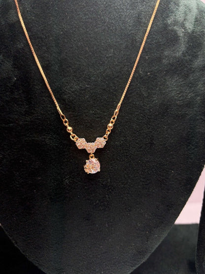 AUREYA Elegant Sparkle Pendant Necklace with Dangling Round Crystal for Party & Daily WearPinkanniversary gift