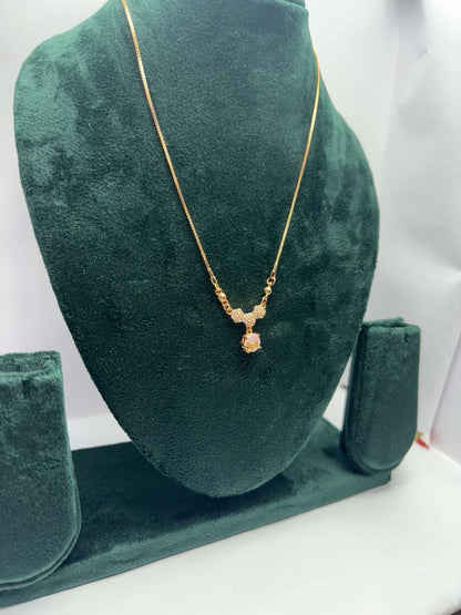 AUREYA Elegant Sparkle Pendant Necklace with Dangling Round Crystal for Party & Daily WearPinkanniversary gift