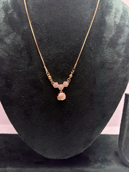 AUREYA Elegant Sparkle Pendant Necklace with Dangling Round Crystal for Party & Daily WearPinkanniversary gift