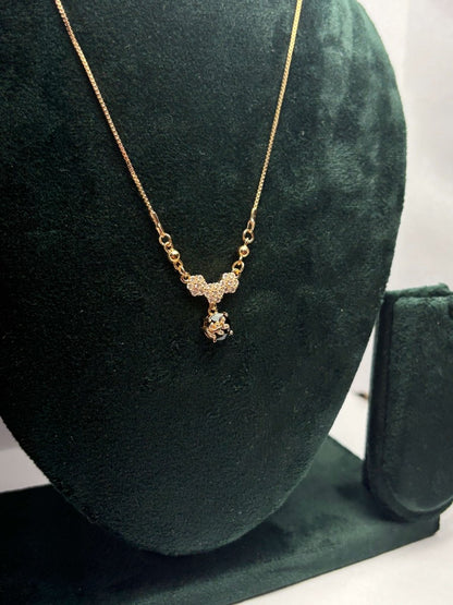 AUREYA Elegant Sparkle Pendant Necklace with Dangling Round Crystal for Party & Daily WearPinkanniversary gift