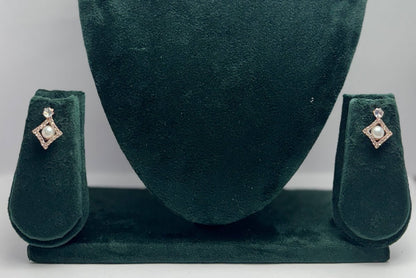 Gold Plated Elegant Pearl Diamond Stud Earrings | CZ Stones, Party & Ethnic Wear | Aureyaaffordable jewelry online