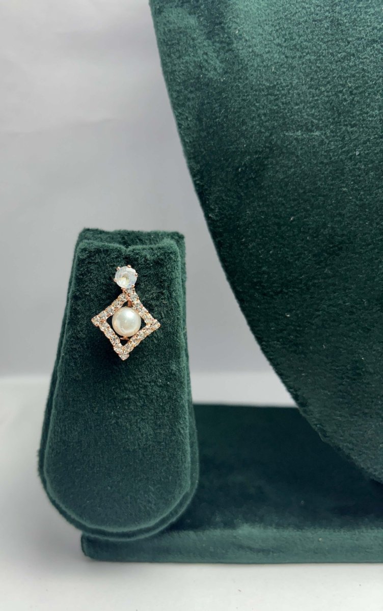 Gold Plated Elegant Pearl Diamond Stud Earrings | CZ Stones, Party & Ethnic Wear | Aureyaaffordable jewelry online
