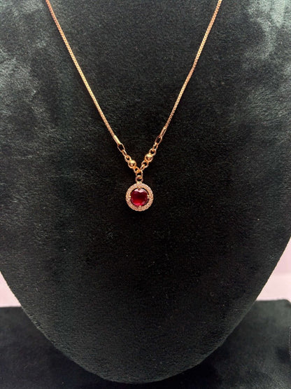 Elegant Round Halo Gem Necklace – Minimalist Jewelery Gift for Her | AureyaWhite14k gold necklacebirthstone pendant