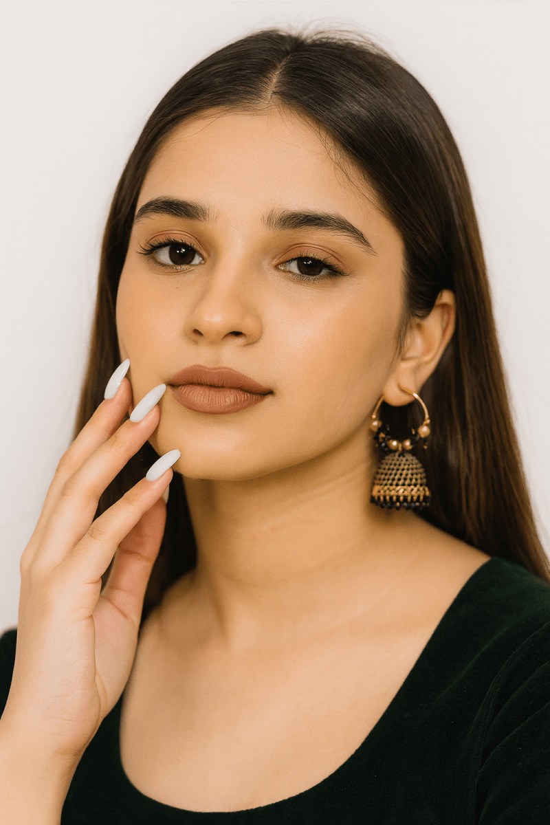 Aureya Gold Plated Jhumka Hoops - Traditional Indian Party Earrings | AureyaBlackbeaded jhumka earringsdome jhumka design