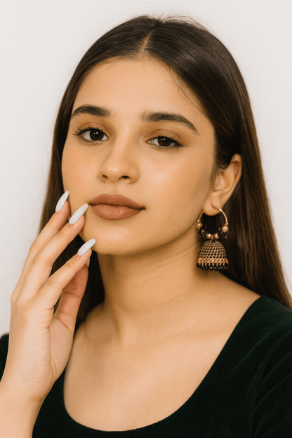 Aureya Gold Plated Jhumka Hoops - Traditional Indian Party Earrings | AureyaBlackbeaded jhumka earringsdome jhumka design