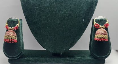 Aureya Gold Plated Jhumka Hoops - Traditional Indian Party Earrings | AureyaPinkbeaded jhumka earringsdome jhumka design