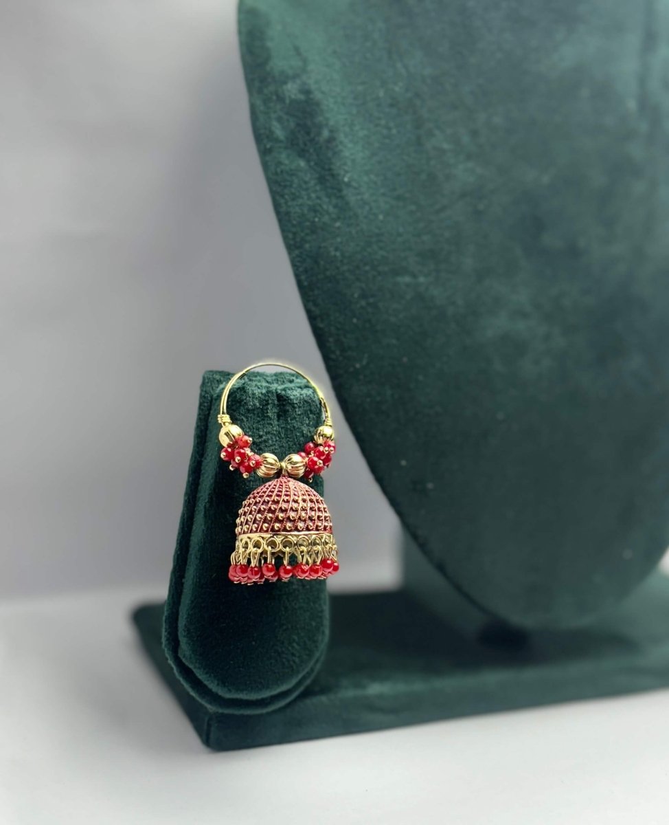 Aureya Gold Plated Jhumka Hoops - Traditional Indian Party Earrings | AureyaPinkbeaded jhumka earringsdome jhumka design