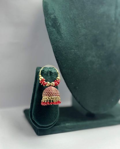 Aureya Gold Plated Jhumka Hoops - Traditional Indian Party Earrings | AureyaPinkbeaded jhumka earringsdome jhumka design