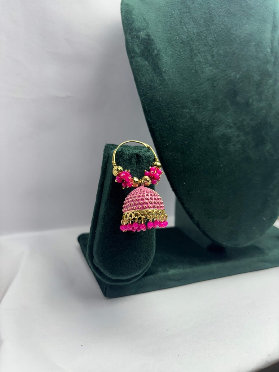 Aureya Gold Plated Jhumka Hoops - Traditional Indian Party Earrings | AureyaPinkbeaded jhumka earringsdome jhumka design