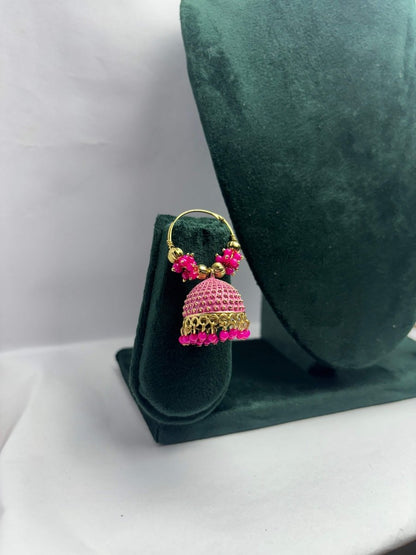 Aureya Gold Plated Jhumka Hoops - Traditional Indian Party Earrings | AureyaPinkbeaded jhumka earringsdome jhumka design