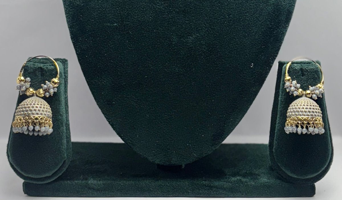 Aureya Gold Plated Jhumka Hoops - Traditional Indian Party Earrings | AureyaPinkbeaded jhumka earringsdome jhumka design