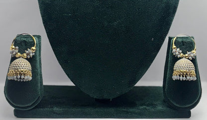 Aureya Gold Plated Jhumka Hoops - Traditional Indian Party Earrings | AureyaPinkbeaded jhumka earringsdome jhumka design