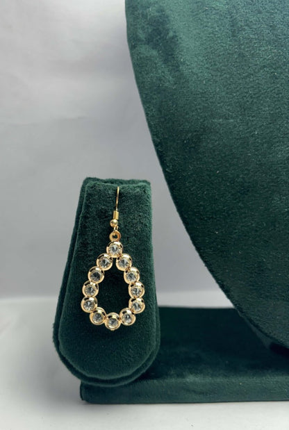 Gold-Tone Teardrop Crystal Dangler Earrings – Party Wear for Women | Aureyabezel set crystalscrystal dangler earrings