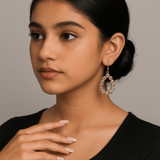 Gold-Tone Teardrop Crystal Dangler Earrings – Party Wear for Women | Aureyabezel set crystalscrystal dangler earrings