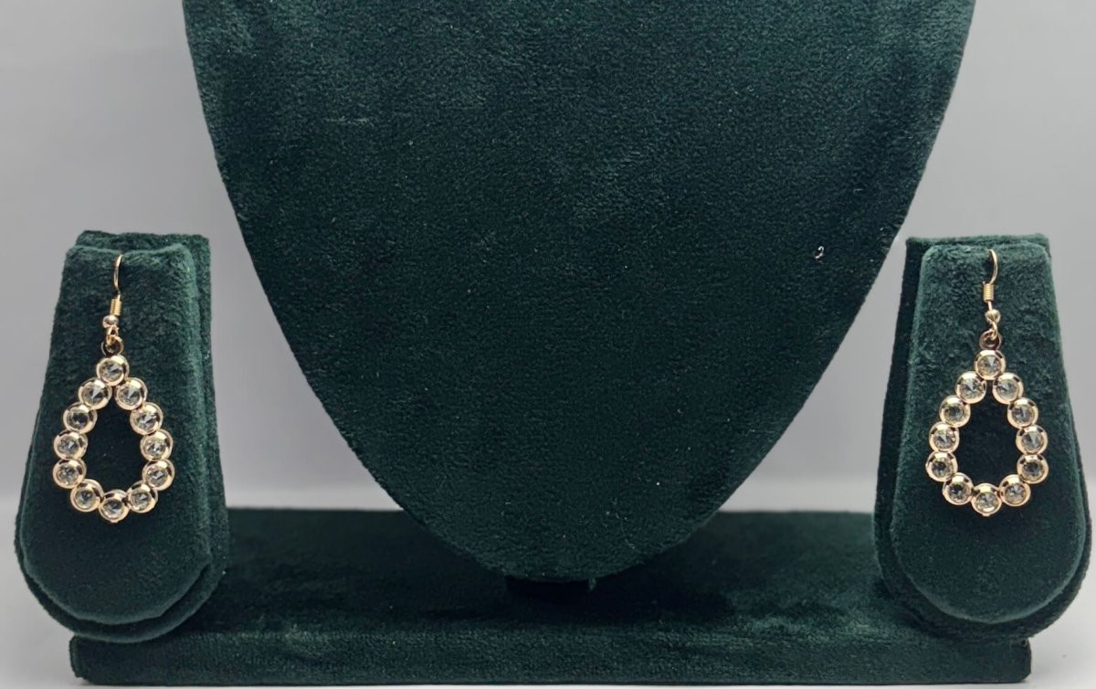 Gold-Tone Teardrop Crystal Dangler Earrings – Party Wear for Women | Aureyabezel set crystalscrystal dangler earrings