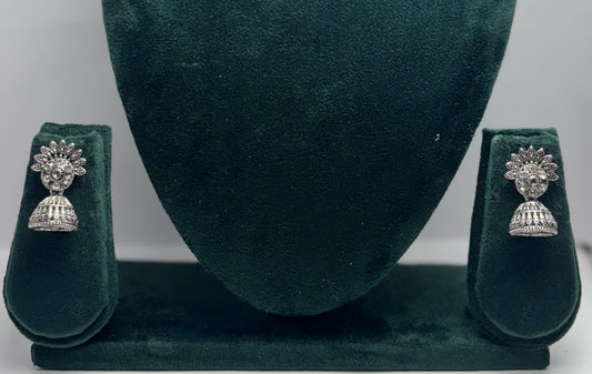 Floral Oxidized Silver Jhumka Stud Earrings - Perfect for Daily & Festive Wear | Aureyaboho ethnic earringsdaily wear