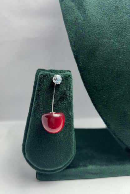 Cherry Crystal Stud Earrings - Minimal Dangle Jewelry | Aureyacherry earringscrystal stud drop earringscute earrings